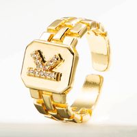 Wholesale Correa De Reloj Retro 26 Letra Inglesa Anillo De Cobre Chapado En Oro Nihaojewelry main image 1