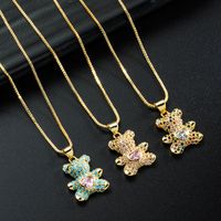 Korea Simple Love Bear Pendant Copper Inlaid Zircon Necklace Wholesale Nihaojewelry main image 1