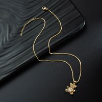 Korea Simple Love Bear Pendant Copper Inlaid Zircon Necklace Wholesale Nihaojewelry main image 4