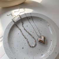 Einfaches Herz Spleißen Perle Schlangenknochen Gestapelte Kupferhalskette Großhandel Nihaojewelry main image 6