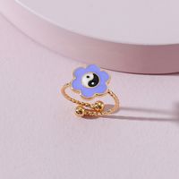 Fashion Dripping Oil Petals Tai Chi Open Ring Wholesale Nihaojewelry main image 1