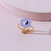 Fashion Dripping Oil Petals Tai Chi Open Ring Wholesale Nihaojewelry main image 2