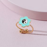 Fashion Dripping Oil Petals Tai Chi Open Ring Wholesale Nihaojewelry main image 3