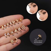 Nose Rings & Studs Fashion Flower 316L Stainless Steel  Copper Plating main image 2