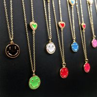 Großhandel Schmuck Smiley Gesicht Tropfen Öl Anhänger Kupfer Halskette Nihaojewelry main image 5