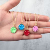 Wholesale Jewelry Smiley Face Dripping Oil Pendant Copper Necklace Nihaojewelry main image 4
