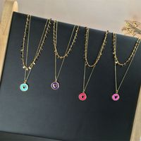 Wholesale Jewelry Hollow Heart Round Pendant Copper Double-layer Necklace Nihaojewelry main image 6