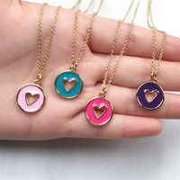 Wholesale Jewelry Hollow Heart Round Pendant Copper Double-layer Necklace Nihaojewelry main image 4