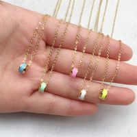 Cross-border Sold Jewelry Wholesale Simple Geometric Dripping Oil Copper Pendant Necklace Female European And American Ins Cold Wind Net Red Clavicle Chain main image 1