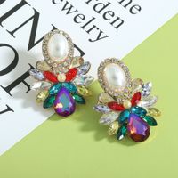 Wholesale Retro Color Rhinestone Oval Gemstone Inlaid Drop Earrings Nihaojewelry main image 6