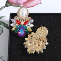 Wholesale Retro Color Rhinestone Oval Gemstone Inlaid Drop Earrings Nihaojewelry main image 3
