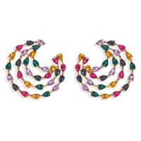 Wholesale Fashion Colorful Full Diamond Multi-layer C-shaped Earrings Nihaojewelry main image 1
