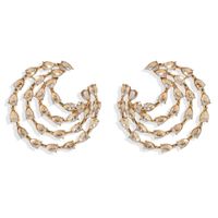 Wholesale Fashion Colorful Full Diamond Multi-layer C-shaped Earrings Nihaojewelry main image 5