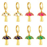 As Ornament European And American Ins Simple Cute Mori Style Small Mushroom Eardrops Colorful Zircon Dripping Mushroom Earrings Erx50 main image 1