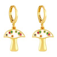 As Ornament European And American Ins Simple Cute Mori Style Small Mushroom Eardrops Colorful Zircon Dripping Mushroom Earrings Erx50 main image 3