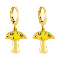 As Ornament European And American Ins Simple Cute Mori Style Small Mushroom Eardrops Colorful Zircon Dripping Mushroom Earrings Erx50 main image 6