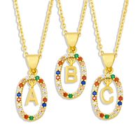 Cross-border New Arrival Ornament Micro-inlaid Colorful Zircon Personalized Hip Hop 26 English Letters Pendant Necklace Female Nkw62 main image 1