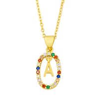 Cross-border New Arrival Ornament Micro-inlaid Colorful Zircon Personalized Hip Hop 26 English Letters Pendant Necklace Female Nkw62 main image 3