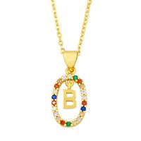 Cross-border New Arrival Ornament Micro-inlaid Colorful Zircon Personalized Hip Hop 26 English Letters Pendant Necklace Female Nkw62 main image 4