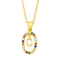 Cross-border New Arrival Ornament Micro-inlaid Colorful Zircon Personalized Hip Hop 26 English Letters Pendant Necklace Female Nkw62 main image 5