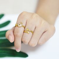 European And American New Thread Ring Creative Personality Gold Plated Fishbone Key Lock Ins Internet-famous And Vintage Ring Rim36 main image 6