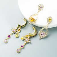 Wholesale Korean Water Drop Heart-shaped Alloy Diamond Long Earrings Nihaojewelry main image 1