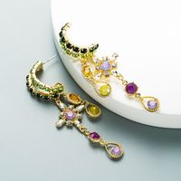 Wholesale Korean Water Drop Heart-shaped Alloy Diamond Long Earrings Nihaojewelry main image 4