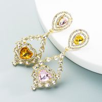Wholesale Korean Water Drop Heart-shaped Alloy Diamond Long Earrings Nihaojewelry main image 5