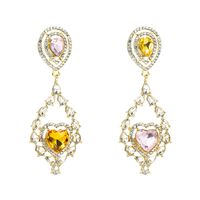 Wholesale Korean Water Drop Heart-shaped Alloy Diamond Long Earrings Nihaojewelry main image 6