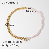 Wholesale Jewelry Pink Natural Stone Beaded Splicing Chain Stainless Steel Necklace Nihaojewelry sku image 1