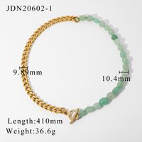 الجملة مجوهرات الأخضر الحجر الطبيعي مطرز الربط سلسلة الفولاذ المقاوم للصدأ قلادة Nihaojewelry sku image 1