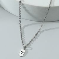 Wholesale Lucky Number 7 Square Pendent Stainless Steel Necklace Nihaojewelry sku image 1