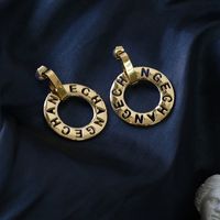 Wholesale Letters Hollow Titanium Steel Gold-plated Earrings Nihaojewelry sku image 1
