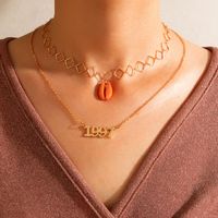 Wholesale Jewelry Orange Shell Pendant Double-layer Necklace Nihaojewelry main image 2