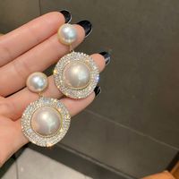 Wholesale Fashion Rhinestone Pearl Drop Earrings Nihaojewelry sku image 1