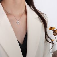 Wholesale Jewelry C-shaped Pendant Titanium Steel Necklace Nihaojewelry sku image 1
