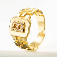 Wholesale Correa De Reloj Retro 26 Letra Inglesa Anillo De Cobre Chapado En Oro Nihaojewelry sku image 2