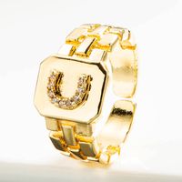 Wholesale Retro Watchband 26 English Letter Copper Gold-plated Ring Nihaojewelry sku image 3