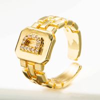 Wholesale Correa De Reloj Retro 26 Letra Inglesa Anillo De Cobre Chapado En Oro Nihaojewelry sku image 4