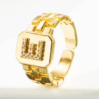 Wholesale Correa De Reloj Retro 26 Letra Inglesa Anillo De Cobre Chapado En Oro Nihaojewelry sku image 5