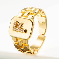 Wholesale Correa De Reloj Retro 26 Letra Inglesa Anillo De Cobre Chapado En Oro Nihaojewelry sku image 6