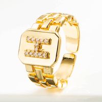 Wholesale Correa De Reloj Retro 26 Letra Inglesa Anillo De Cobre Chapado En Oro Nihaojewelry sku image 8