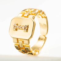 Wholesale Correa De Reloj Retro 26 Letra Inglesa Anillo De Cobre Chapado En Oro Nihaojewelry sku image 9