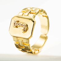 Wholesale Correa De Reloj Retro 26 Letra Inglesa Anillo De Cobre Chapado En Oro Nihaojewelry sku image 10