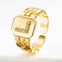 Wholesale Correa De Reloj Retro 26 Letra Inglesa Anillo De Cobre Chapado En Oro Nihaojewelry sku image 12