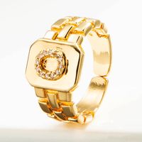 Wholesale Retro Watchband 26 English Letter Copper Gold-plated Ring Nihaojewelry sku image 14