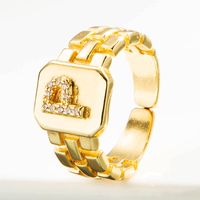 Wholesale Correa De Reloj Retro 26 Letra Inglesa Anillo De Cobre Chapado En Oro Nihaojewelry sku image 15