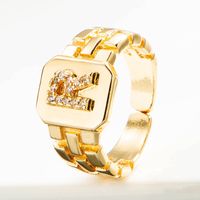 Wholesale Retro Watchband 26 English Letter Copper Gold-plated Ring Nihaojewelry sku image 17