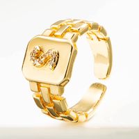 Wholesale Correa De Reloj Retro 26 Letra Inglesa Anillo De Cobre Chapado En Oro Nihaojewelry sku image 18