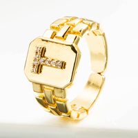 Wholesale Retro Watchband 26 English Letter Copper Gold-plated Ring Nihaojewelry sku image 19